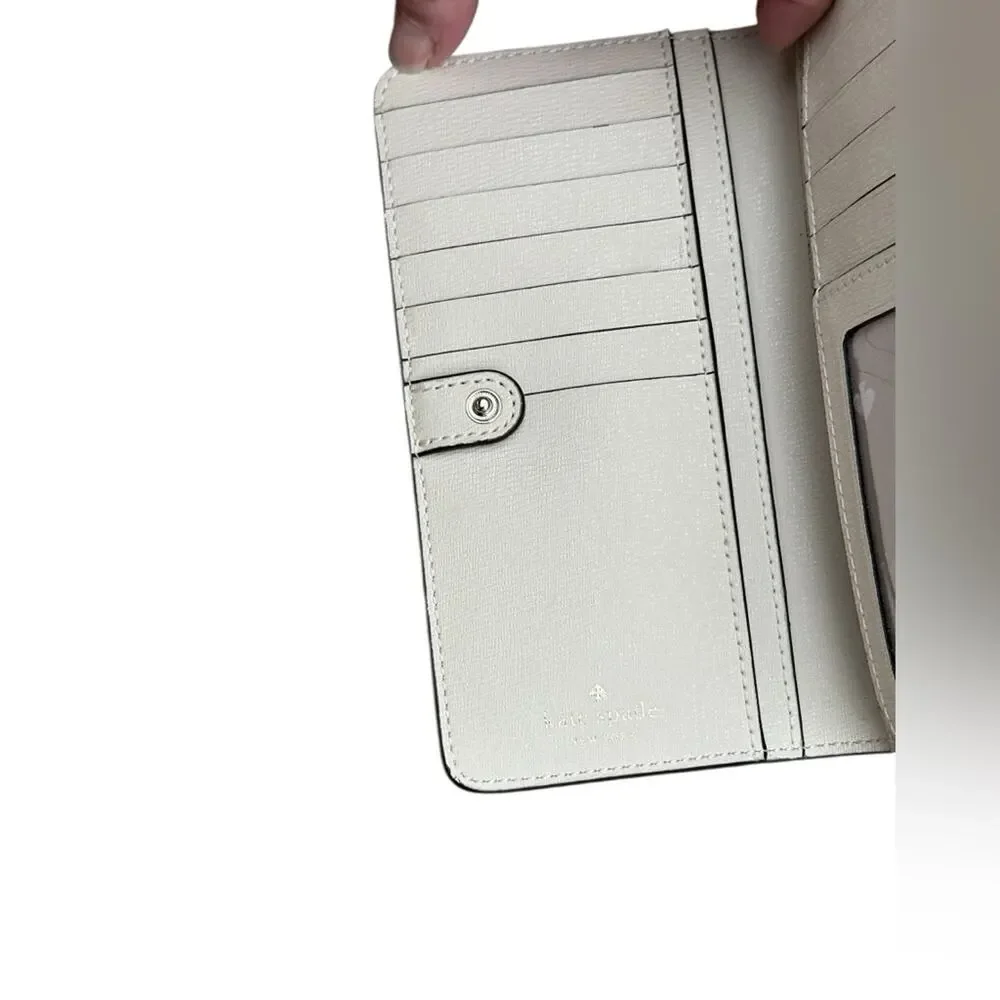 Kate Spade Ivory Dumpling Croc-Embossed Bi-fold Wallet
